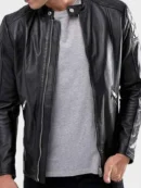 Mens Shoulder Quilted Black Jacket