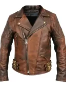 Mens Vintage Distressed Quilted Motorcycle Jacket