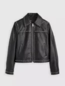 Womens Black Leather Studded Jacket