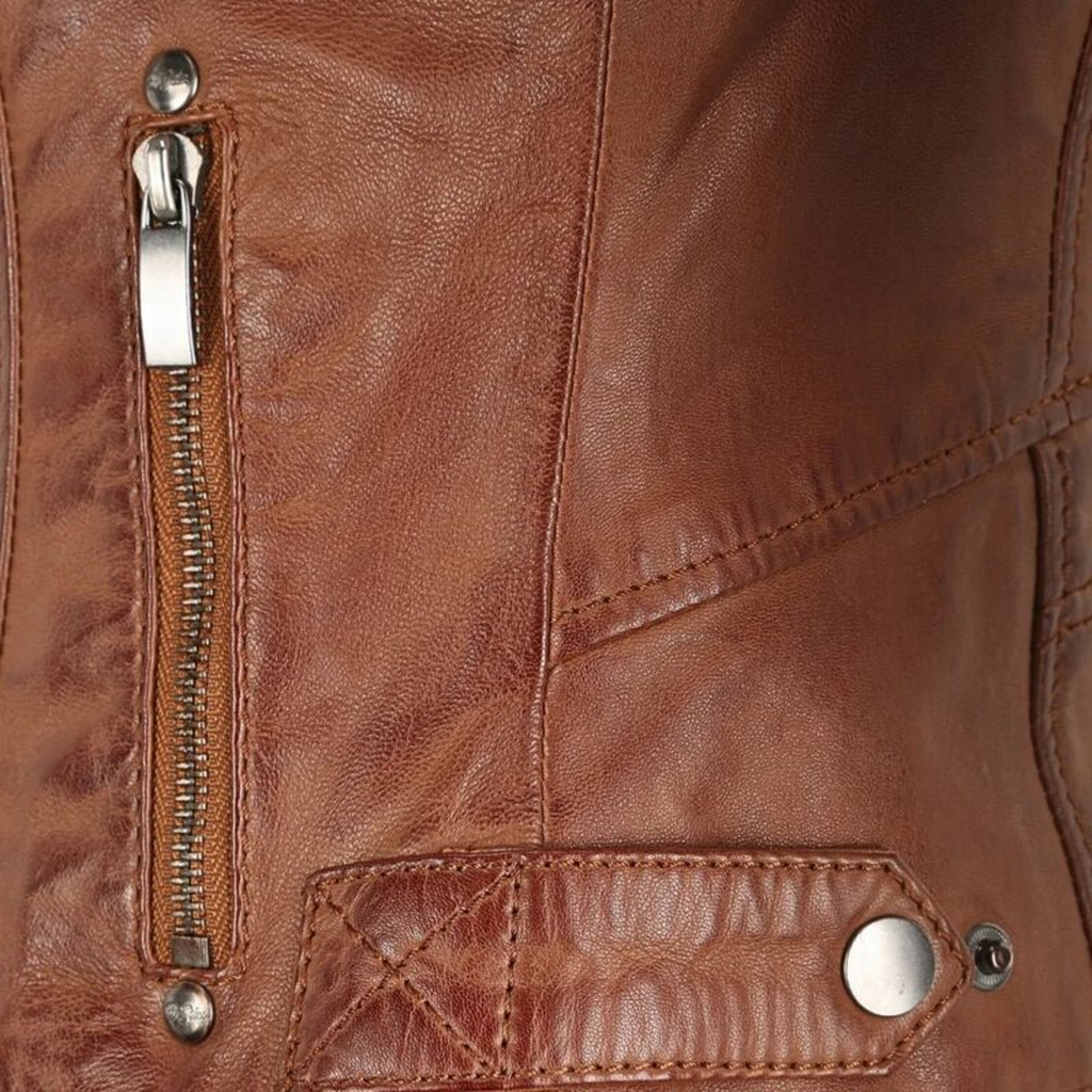 Womens Motorcycle Brown Leather Jacket 2 784746