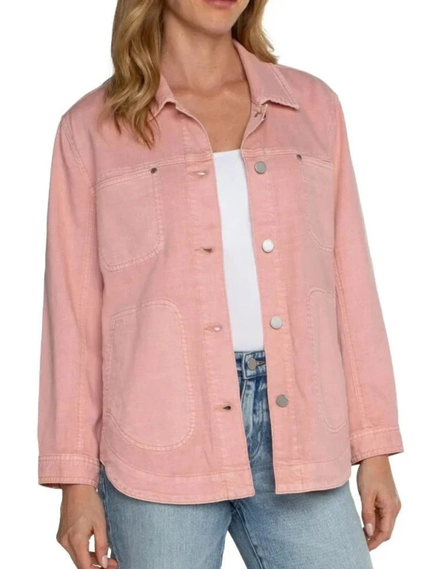 Womens Pink Cotton Shirt Jacket 2 b2f1255a 0060 48f4 94d6 fa55621c20c5 142427