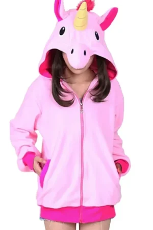 Womens Unicorn Pink Hooded Jacket
