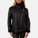 biker aviator black shearling leather jacket 30ec1f32 4012 4e5d b31c 66e81a45e4b7