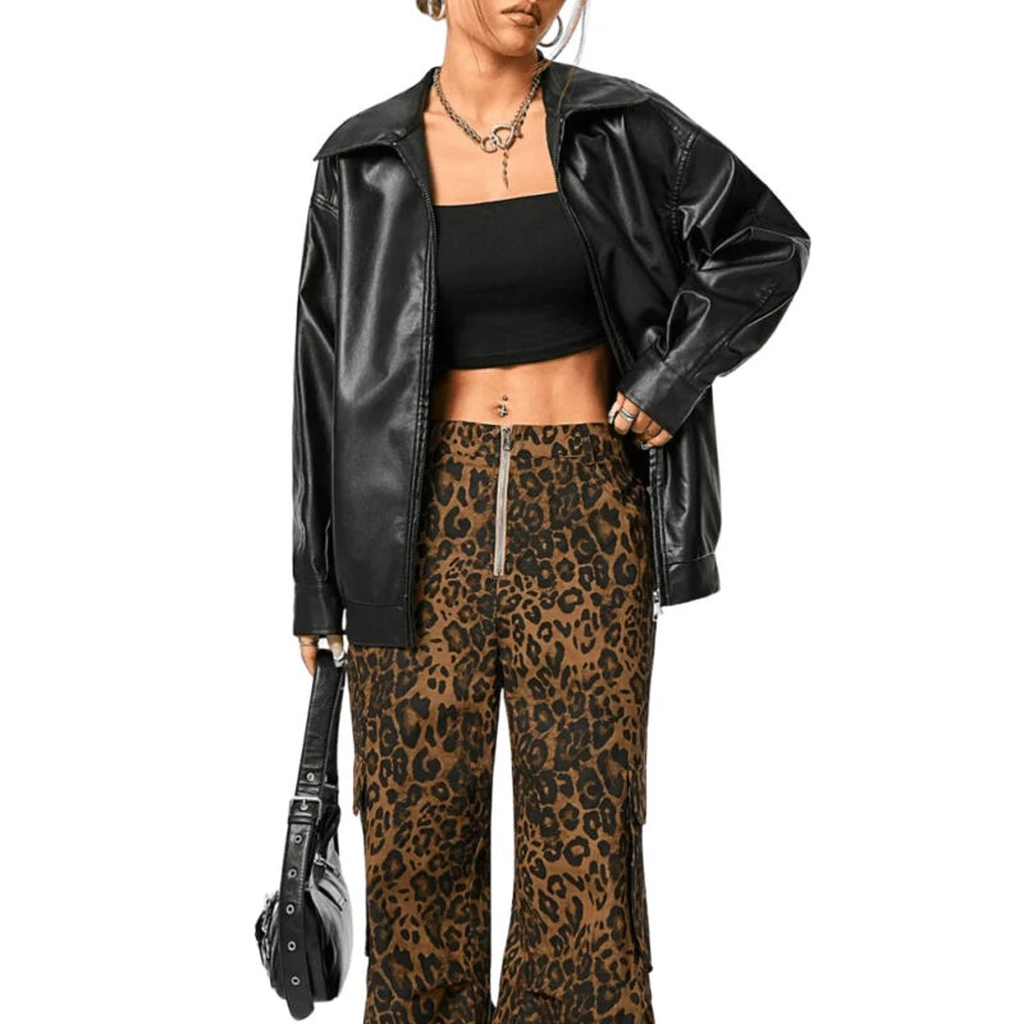 bomber black leather jacket
