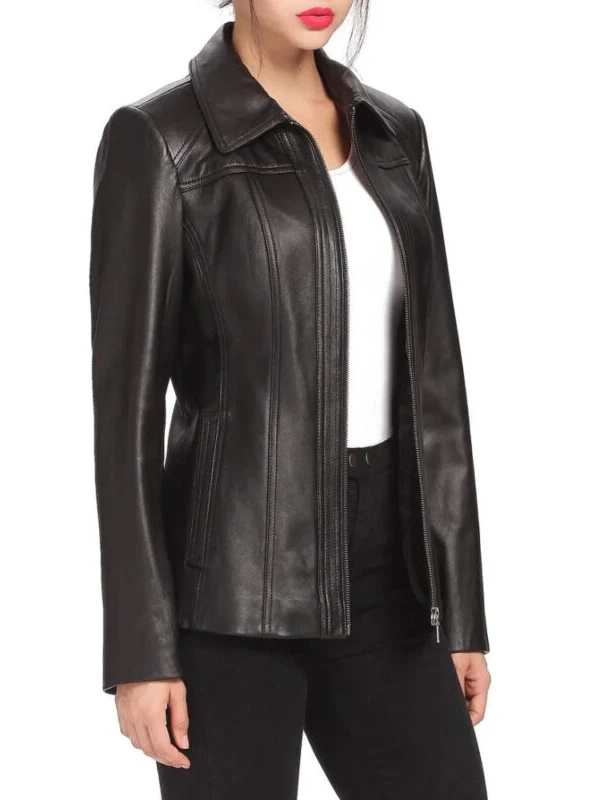 long leather coat for womens