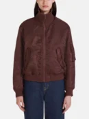maroon cropped leather bomber jacket 6df85fa7 a048 45fc b25f 36f79c47997c