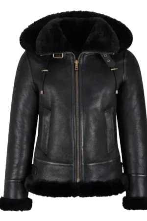 shearling black mens leather jacket