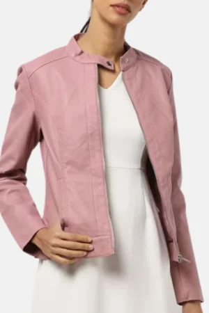 women pink cafe racer leather jacket 53a3e620 80cd 4237 8589 902241492b49