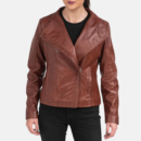 womens asymmetrical dark brown leather biker jacket 925a9e52 bf42 4b08 affd 6cd0ac718a11