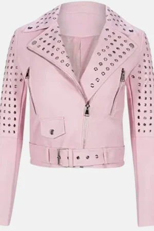 womens barbie pink brando studded biker jacket 0513f000 c959 4457 9b92 4b831c7617d2