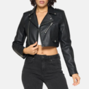 womens biker cropped black leather jacket 51ece544 fed8 43d7 91a6 62172a8cb3d6