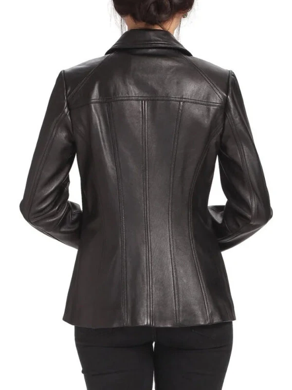 womens black leather long coat