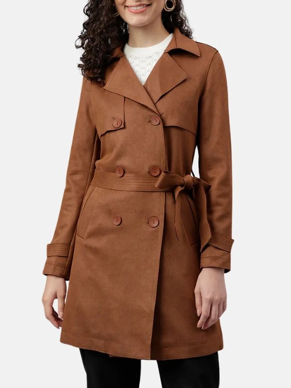 womens coffee brown cotton trench coat c5e65db4 d0a8 454a 89cc 0f1ef10fdd10