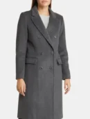 womens grey double breasted wool long coat 375c3246 cb0c 4e1f 8a39 eda9de57f733