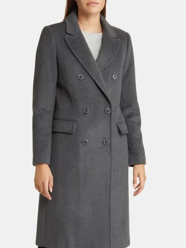 womens grey double breasted wool long coat 375c3246 cb0c 4e1f 8a39 eda9de57f733