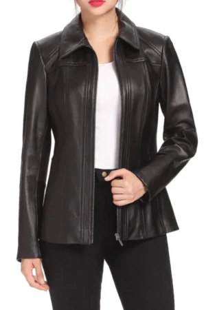 womens long leather coat