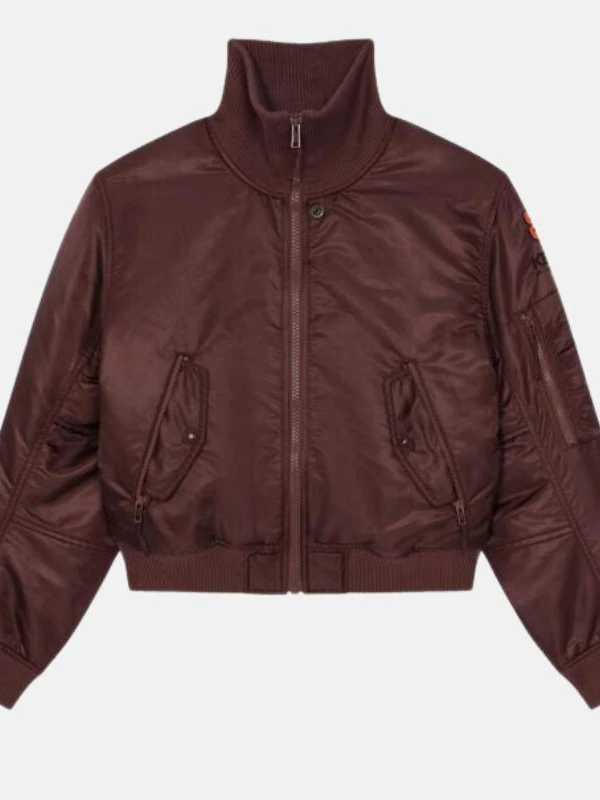 womens maroon cropped leather bomber jacket 637f0519 0f8e 4c01 a165 a0bc85887880