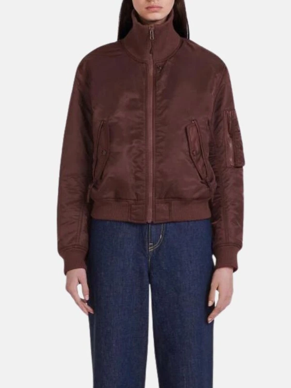 womens maroon cropped leather bomber 76feb999 2172 4ccd 9cee 3a3a6ec5d6bd