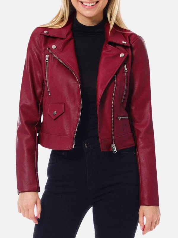 womens motorcycle dark red leather jacket 70ed6ade 4032 4f59 8bd8 ca018d472b47