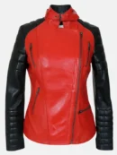 womens red and black leather biker jacket 62e26279 9724 4ebd a33a 4da13e93d4b0