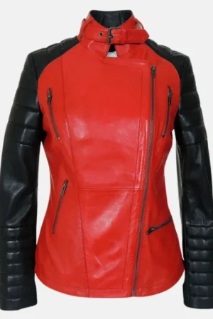 womens red and black leather biker jacket 62e26279 9724 4ebd a33a 4da13e93d4b0