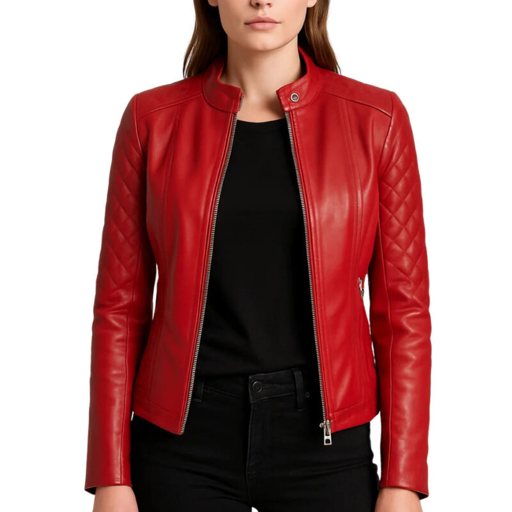 womens red biker leather jacket 63f52971 435c 4601 b751 f601e3ca9de9