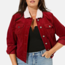 womens red denim jacket with white fur collar 96529971 ae4e 4342 bcbb 77d2fc5b1adc