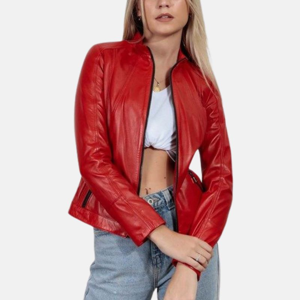 womens slim fit biker leather jacket d8a40551 afa8 4a41 9a8b c26a2c602e11
