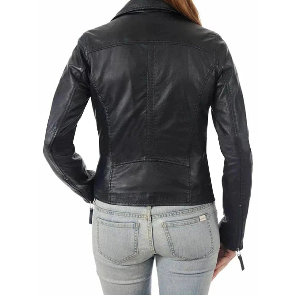 Retro Black Leather Biker Jacket For Women 564cc6ce 5be5 4415 859a 92e4aaf44084