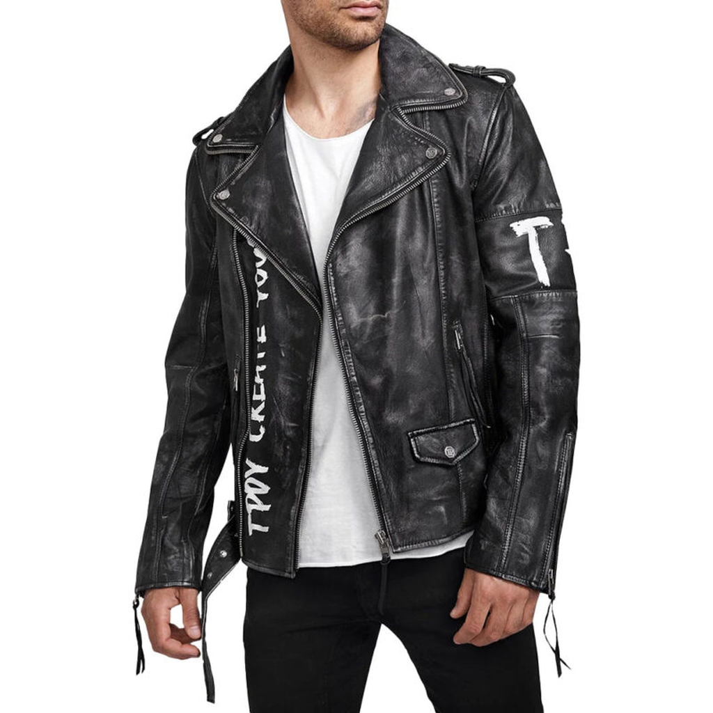 Rugged Matte Mens Black Leather Biker Jacket 2 788530df d739 43a2 be0c aba2b33b2683