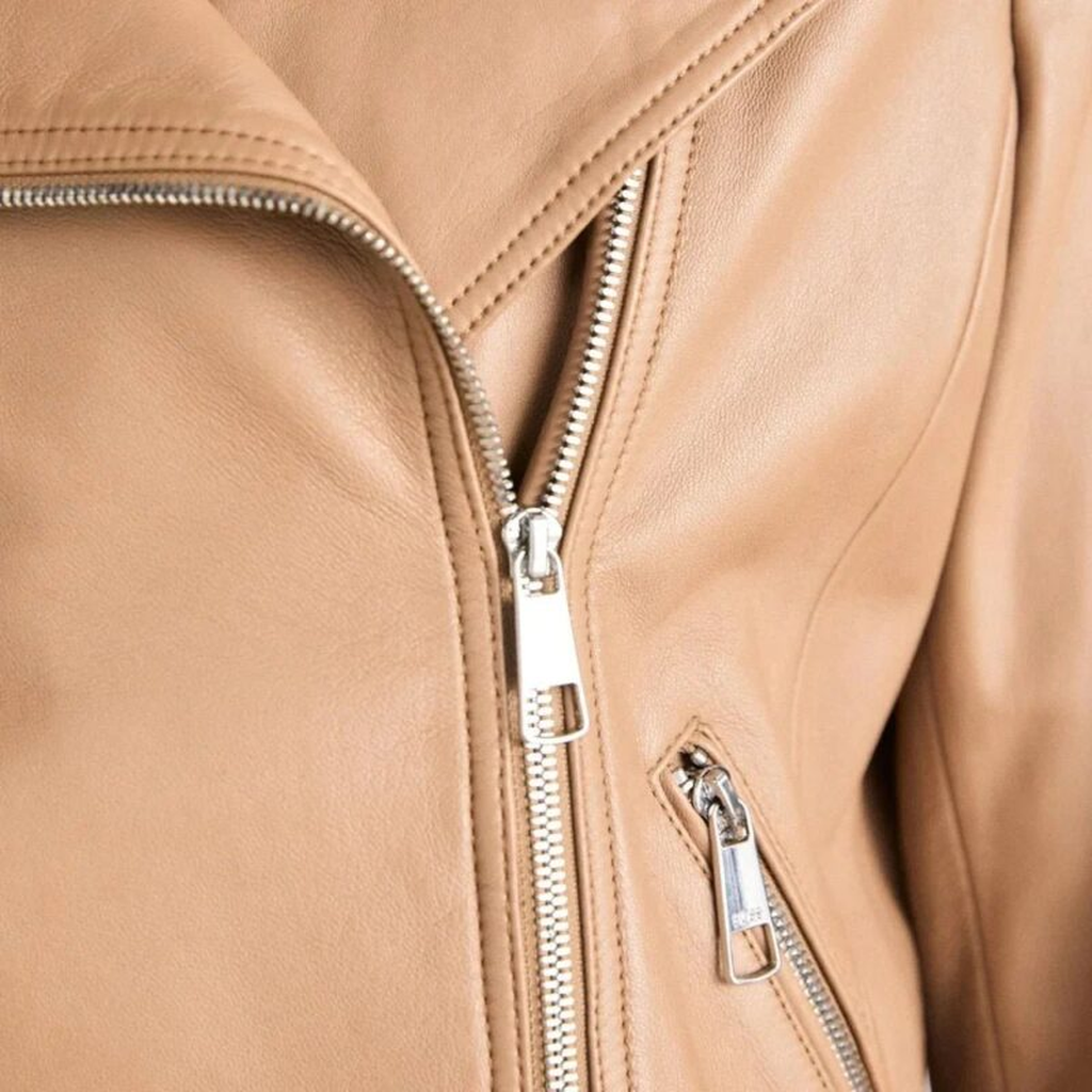 Womens Light Pastel Brown Leather Biker Jacket 5 c7aa5813 58c9 4463 9052 a1c1bebea116 721729