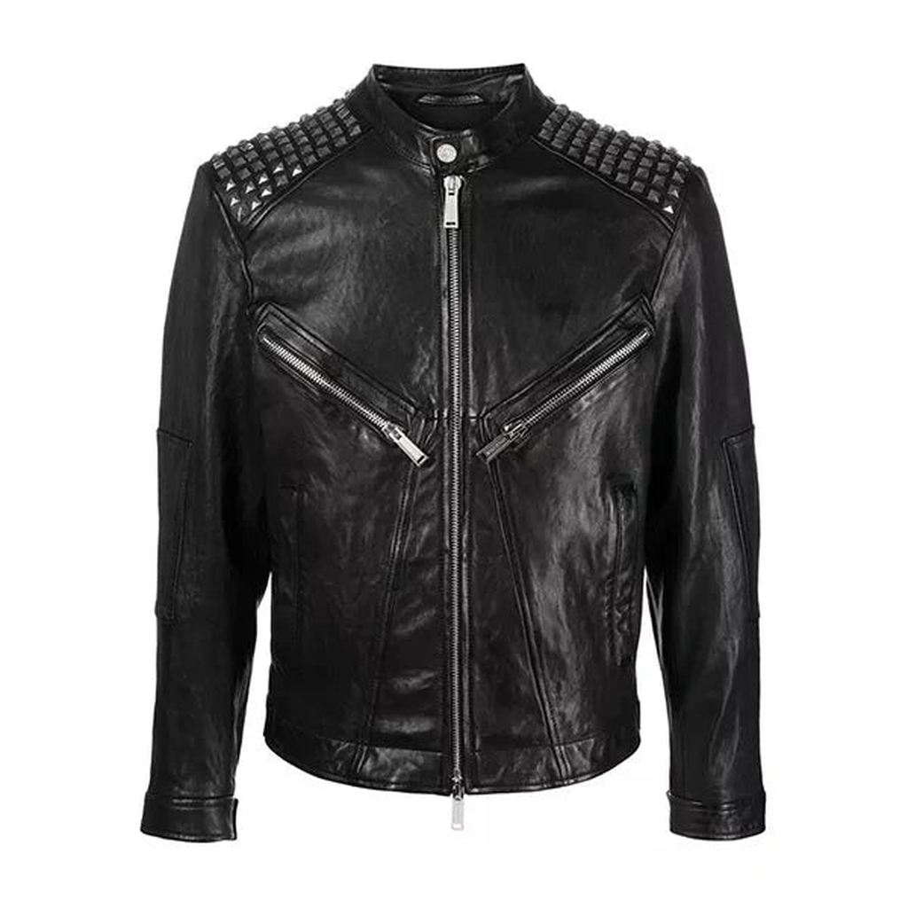 biker black studded leather jacket for men 70014f21 9917 4ea9 bd6c ae935f4fa5bb