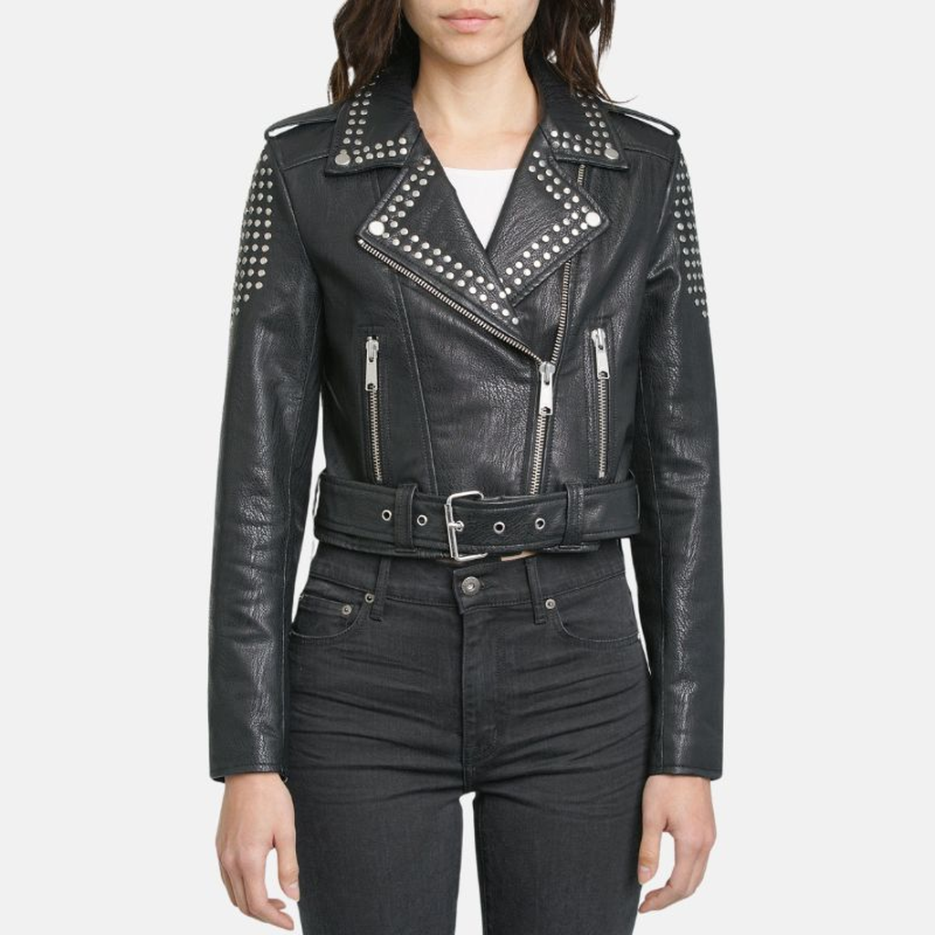 biker studded leather jacket womens 4ed0b33d b138 4977 9223 59a51c104503