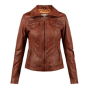 brown slim fit trucker leather jacket