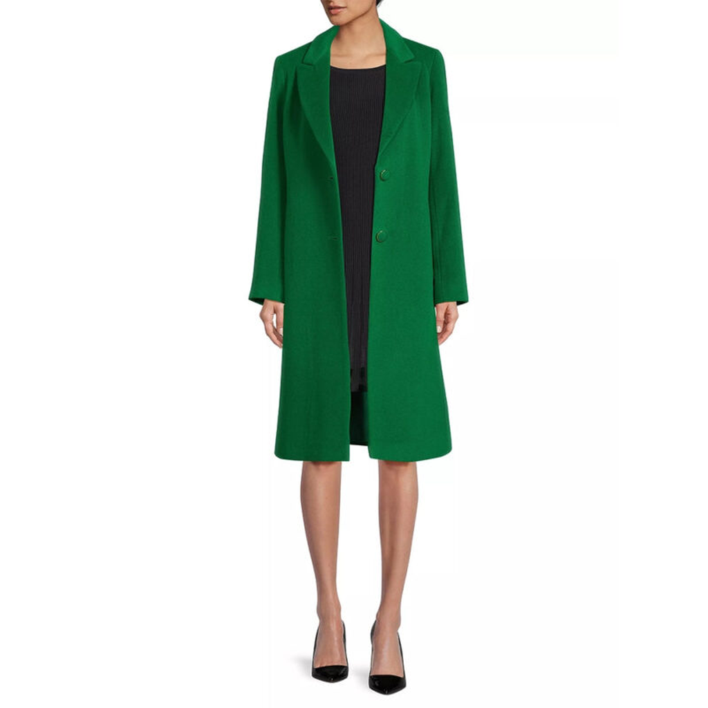 green single breasted wool coat