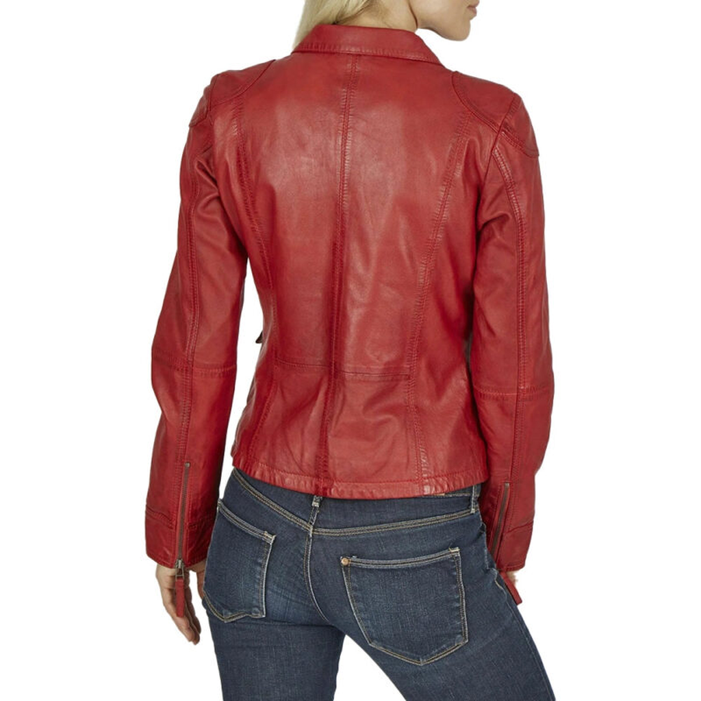 maroon leather jacket womens