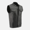 mens black trucker leather vest 1 d2490228 7274 4f06 8655 b362ad393b29