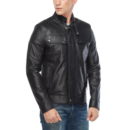 mens leather double pocket jacket