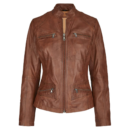 premium brown leather biker jacket