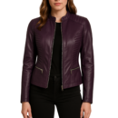 purple leather biker jacket