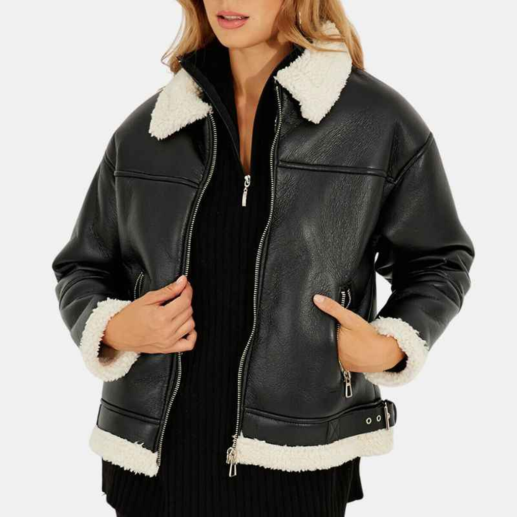raf aviator flying pilot womens black leather jacket womens a939dd57 5a7b 4b54 a702 ab1d3a12e6d0