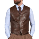 vintage brown leather vest