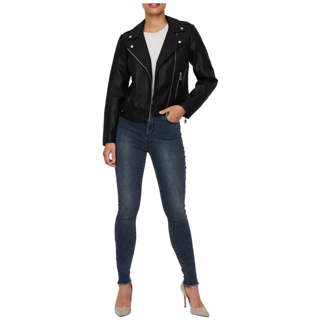 womens biker black leather jacket