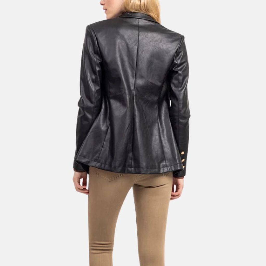 womens black double breasted leather 1aa3131a a57d 443b b7ea b481fcaa8b9b