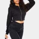 womens black slim fit style bell bottom zipper hoodie girl 691ba229 5e22 461e a1cd fcf35f2a48d2