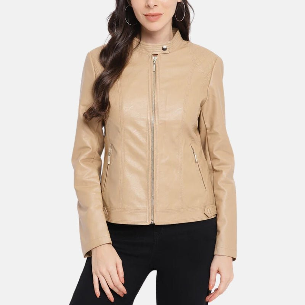 womens camel brown jacket leather biker style 054bb41f eb17 41b9 8720 3616b5b1d121 440193