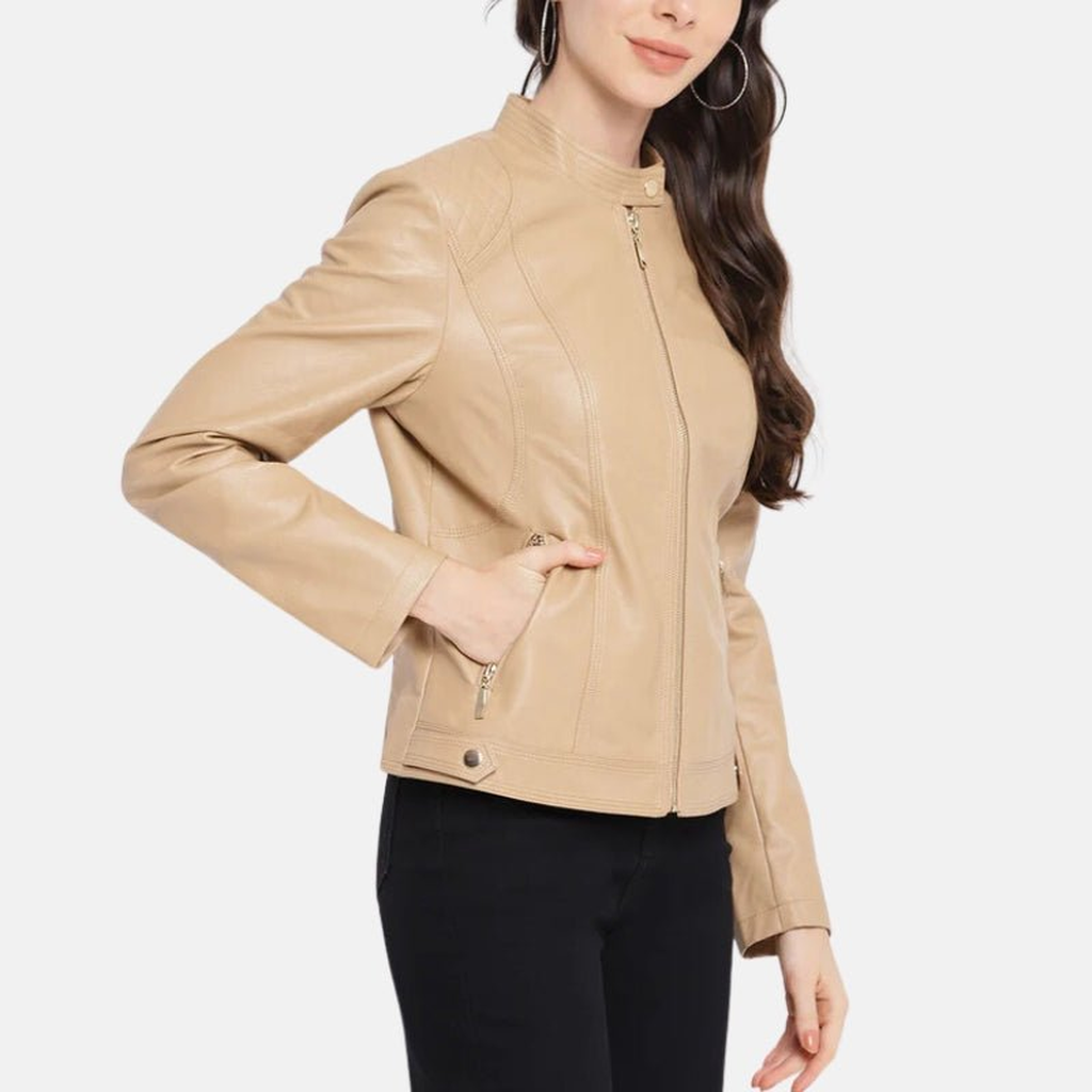 womens camel brown jacket leather biker 08ec6b11 49e9 4dc8 8e12 7fd3919b1e0f 671719