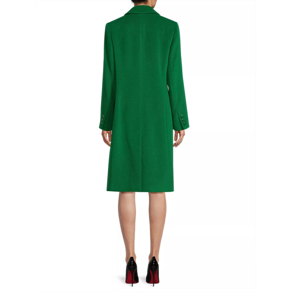 womens green single breasted wool coat