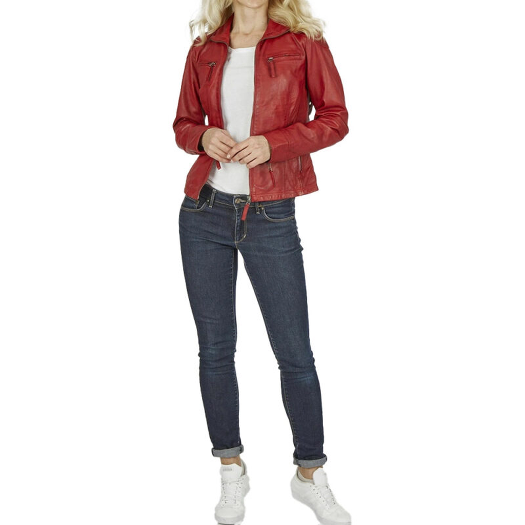 womens maroon leather jacket